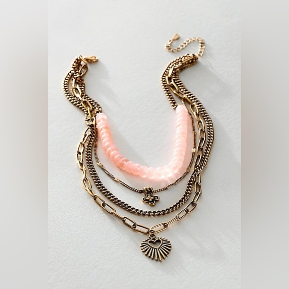 Free People Jewelry - NEW Free People Yosemite Layered Necklace Pink